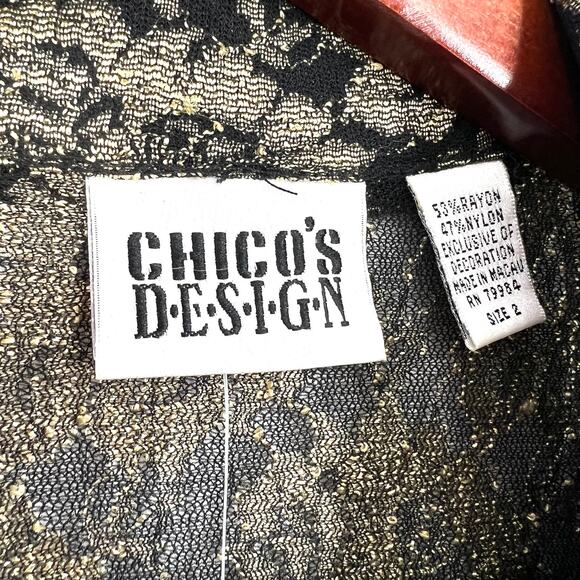 NEW NWT Chicos Design Size 2 Large Gold Black Sequin Blouse Shirt Top Formal - Picture 2 of 9